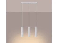 Lámpara colgante Gloow minimalista de aluminio - 3 fuentes luminosas 4000K - L.45 x A.98 cm - blanco