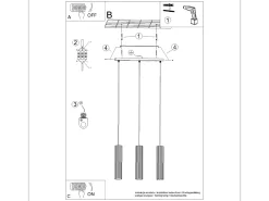 Lámpara colgante Gloow minimalista de aluminio - 3 fuentes luminosas 4000K - L.45 x A.98 cm - dorado