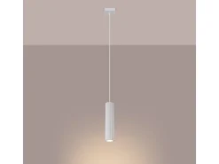 Lámpara colgante Gloow minimalista de aluminio - 1 fuentes luminosas 4000K - L.8 x A.118 cm - blanco