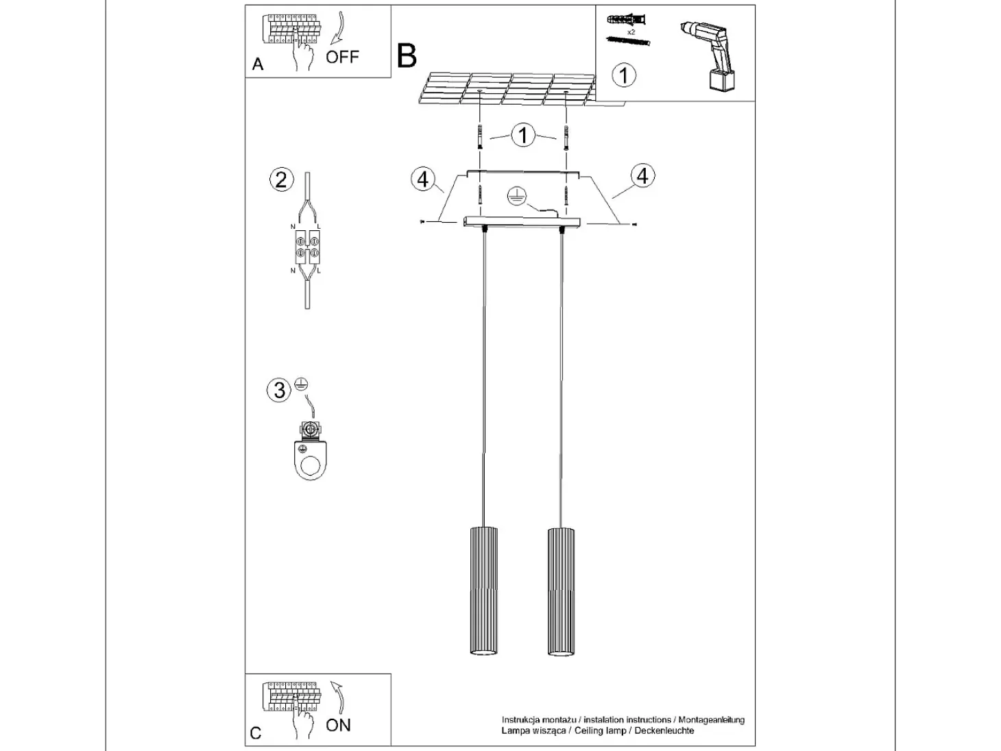 Lámpara colgante Gloow minimalista de aluminio - 2 fuentes luminosas 4000K - L.30 x A.90 cm - blanco