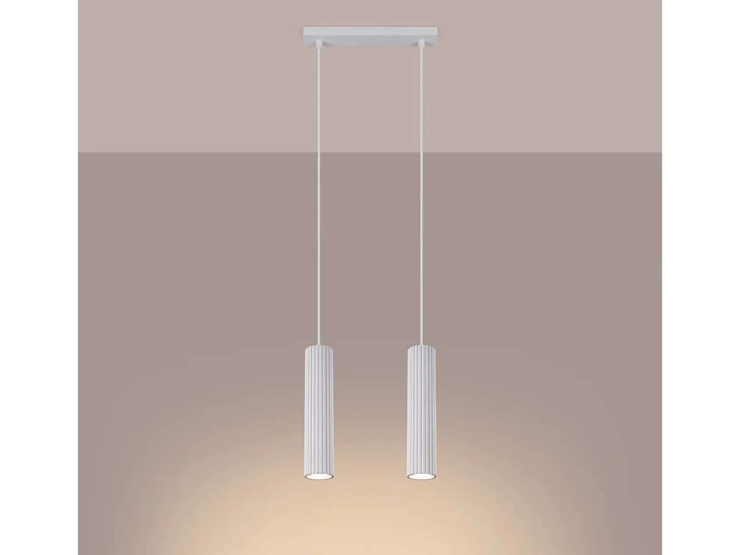 Lámpara colgante Gloow minimalista de aluminio - 2 fuentes luminosas 4000K - L.30 x A.90 cm - blanco