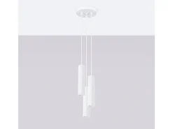 Lámpara colgante Gloow minimalista de aluminio - 3 fuentes luminosas 3000K - L.19,5 x A.108 cm - blanco
