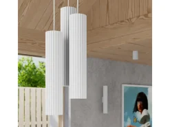 Lámpara colgante Gloow minimalista de aluminio - 3 fuentes luminosas 3000K - L.19,5 x A.108 cm - blanco