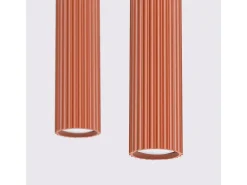 Lámpara colgante Gloow minimalista de aluminio - 2 fuentes luminosas 4000K - L.30 x A.90 cm - ocre rojo