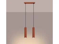 Lámpara colgante Gloow minimalista de aluminio - 2 fuentes luminosas 4000K - L.30 x A.90 cm - ocre rojo