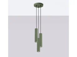 Lámpara colgante Gloow minimalista de aluminio - 3 fuentes luminosas 3000K - L.19,5 x A.108 cm - verde oliva