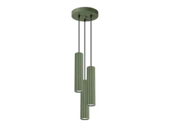Lámpara colgante Gloow minimalista de aluminio - 3 fuentes luminosas 3000K - L.19,5 x A.108 cm - verde oliva