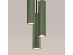 Lámpara colgante Gloow minimalista de aluminio - 3 fuentes luminosas 3000K - L.19,5 x A.108 cm - verde oliva