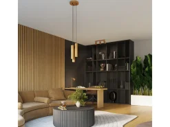 Lámpara colgante Gloow minimalista de aluminio - 3 fuentes luminosas 3000K - L.19,5 x A.108 cm - dorado
