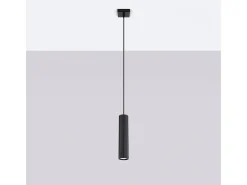 Lámpara colgante Gloow minimalista de aluminio - 1 fuentes luminosas 3000K - L.8 x A.118 cm - negro