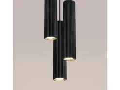 Lámpara colgante Gloow minimalista de aluminio - 3 fuentes luminosas 4000K - L.19,5 x A.108 cm - negro
