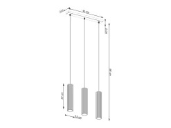 Lámpara colgante Gloow minimalista de aluminio - 3 fuentes luminosas 3000K - L.45 x A.98 cm - blanco