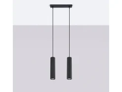Lámpara colgante Gloow minimalista de aluminio - 2 fuentes luminosas 3000K - L.30 x A.90 cm - negro