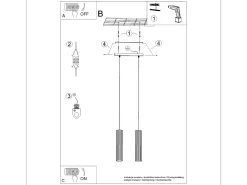 Lámpara colgante Gloow minimalista de aluminio - 2 fuentes luminosas 3000K - L.30 x A.90 cm - negro