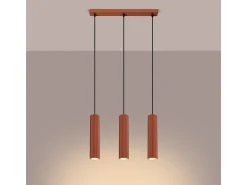 Lámpara colgante Gloow minimalista de aluminio - 3 fuentes luminosas 4000K - L.45 x A.98 cm - ocre rojo