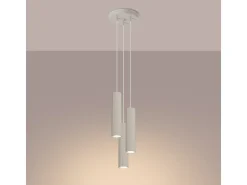Lámpara colgante Gloow minimalista de aluminio - 3 fuentes luminosas 4000K - L.19,5 x A.108 cm - beige