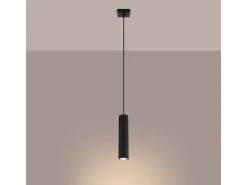 Lámpara colgante Gloow minimalista de aluminio - 1 fuentes luminosas 4000K - L.8 x A.118 cm - negro