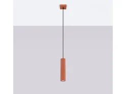 Lámpara colgante Gloow minimalista de aluminio - 1 fuentes luminosas 3000K - L.8 x A.118 cm - ocre rojo