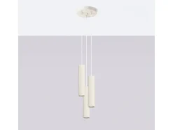 Lámpara colgante Gloow minimalista de aluminio - 3 fuentes luminosas 3000K - L.19,5 x A.108 cm - beige