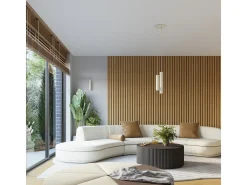 Lámpara colgante Gloow minimalista de aluminio - 3 fuentes luminosas 3000K - L.19,5 x A.108 cm - beige