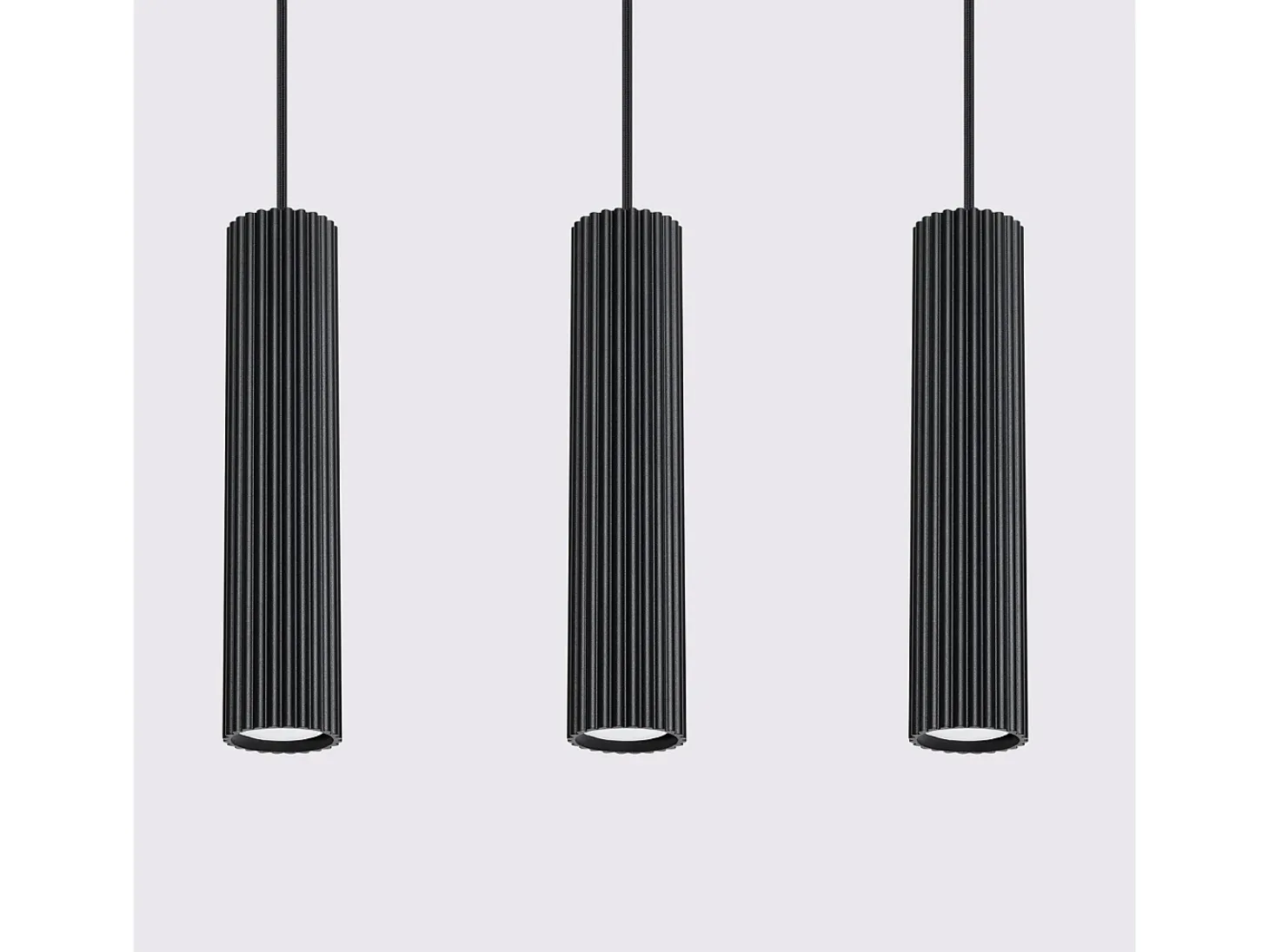 Lámpara colgante Gloow minimalista de aluminio - 3 fuentes luminosas 3000K - L.45 x A.98 cm - negro