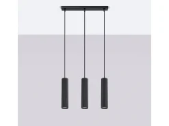 Lámpara colgante Gloow minimalista de aluminio - 3 fuentes luminosas 3000K - L.45 x A.98 cm - negro