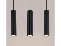 Lámpara colgante Gloow minimalista de aluminio - 3 fuentes luminosas 3000K - L.45 x A.98 cm - negro
