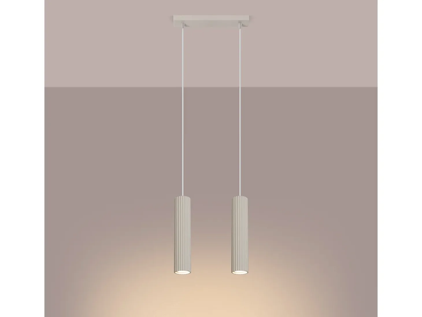 Lámpara colgante Gloow minimalista de aluminio - 2 fuentes luminosas 4000K - L.30 x A.90 cm - beige