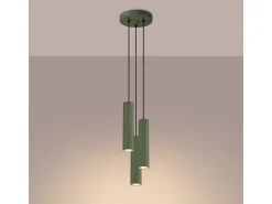 Lámpara colgante Gloow minimalista de aluminio - 3 fuentes luminosas 4000K - L.19,5 x A.108 cm - verde oliva