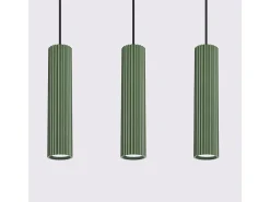 Lámpara colgante Gloow minimalista de aluminio - 3 fuentes luminosas 4000K - L.45 x A.98 cm - verde oliva