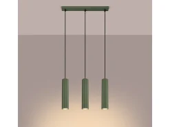 Lámpara colgante Gloow minimalista de aluminio - 3 fuentes luminosas 4000K - L.45 x A.98 cm - verde oliva