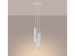 Lámpara colgante Gloow minimalista de aluminio - 3 fuentes luminosas 4000K - L.19,5 x A.108 cm - blanco