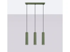 Lámpara colgante Gloow minimalista de aluminio - 3 fuentes luminosas 3000K - L.45 x A.98 cm - verde oliva