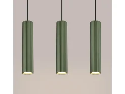 Lámpara colgante Gloow minimalista de aluminio - 3 fuentes luminosas 3000K - L.45 x A.98 cm - verde oliva