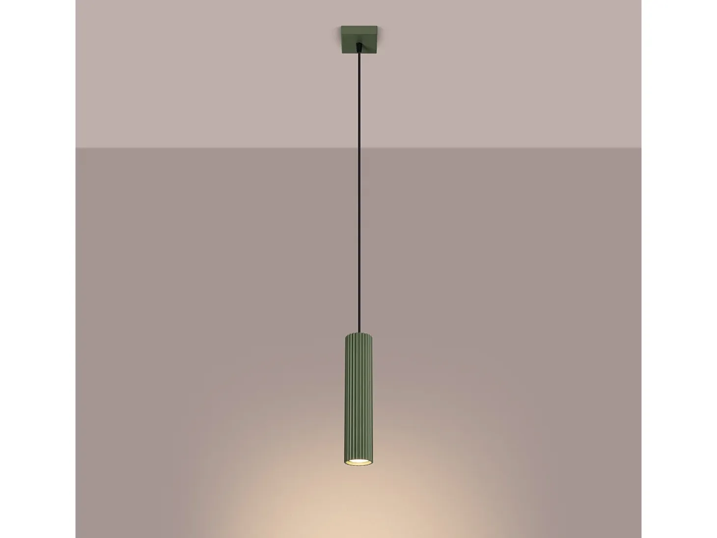 Lámpara colgante Gloow minimalista de aluminio - 1 fuentes luminosas 4000K - L.8 x A.118 cm - verde oliva