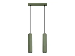 Lámpara colgante Gloow minimalista de aluminio - 2 fuentes luminosas 4000K - L.30 x A.90 cm - verde oliva
