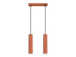 Lámpara colgante Gloow minimalista de aluminio - 2 fuentes luminosas 3000K - L.30 x A.90 cm - ocre rojo