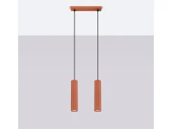 Lámpara colgante Gloow minimalista de aluminio - 2 fuentes luminosas 3000K - L.30 x A.90 cm - ocre rojo