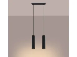 Lámpara colgante Gloow minimalista de aluminio - 2 fuentes luminosas 4000K - L.30 x A.90 cm - negro