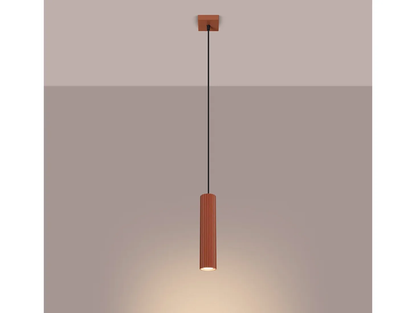Lámpara colgante Gloow minimalista de aluminio - 1 fuentes luminosas 4000K - L.8 x A.118 cm - ocre rojo