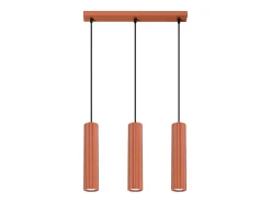 Lámpara colgante Gloow minimalista de aluminio - 3 fuentes luminosas 3000K - L.45 x A.98 cm - ocre rojo
