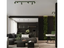 Lámpara colgante Gloow minimalista de aluminio - 2 fuentes luminosas 3000K - L.30 x A.90 cm - verde oliva