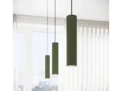 Lámpara colgante Gloow minimalista de aluminio - 2 fuentes luminosas 3000K - L.30 x A.90 cm - verde oliva