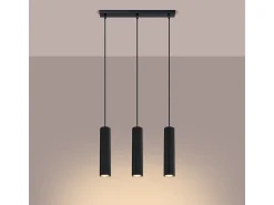 Lámpara colgante Gloow minimalista de aluminio - 3 fuentes luminosas 4000K - L.45 x A.98 cm - negro