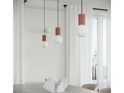Lámpara Colgante Halo Moderno De Aluminio/Vidrio - 1 Fuentes Luminosas - L.12 X A.120 Cm - Moca