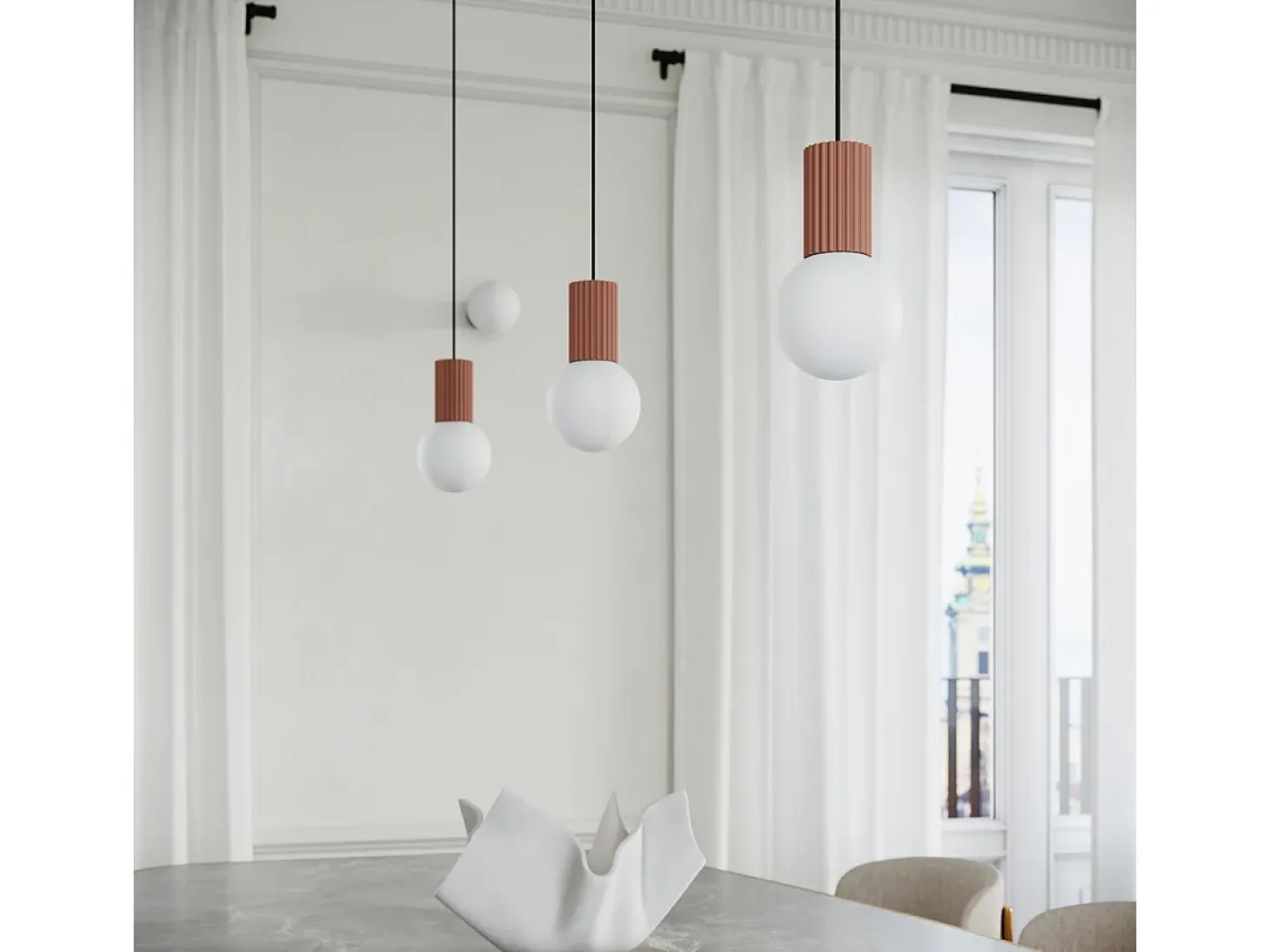 Lámpara Colgante Halo Moderno De Aluminio/Vidrio - 1 Fuentes Luminosas - L.12 X A.120 Cm - Moca