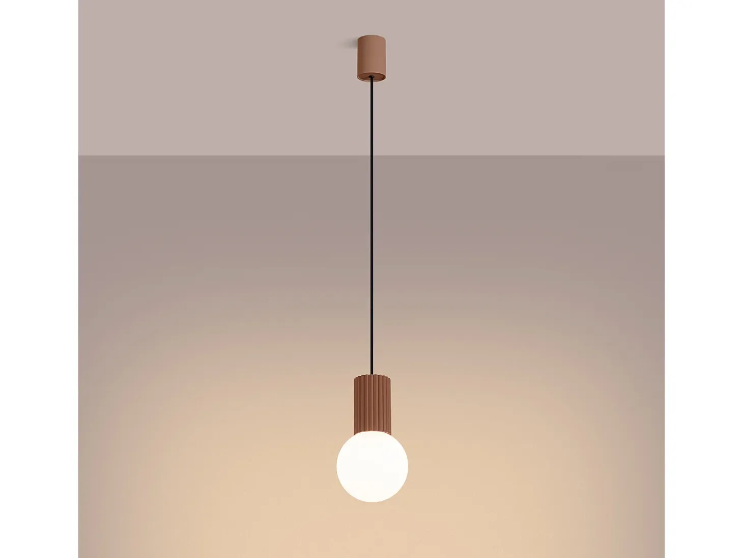 Lámpara Colgante Halo Moderno De Aluminio/Vidrio - 1 Fuentes Luminosas - L.12 X A.120 Cm - Moca