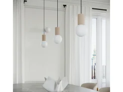 Lámpara Colgante Halo Moderno De Aluminio/Vidrio - 3 Fuentes Luminosas - L.25 X A.125 Cm - Gris Pardo