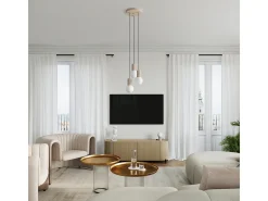 Lámpara Colgante Halo Moderno De Aluminio/Vidrio - 3 Fuentes Luminosas - L.25 X A.125 Cm - Gris Pardo