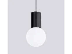 Lámpara Colgante Halo Moderno De Aluminio/Vidrio - 1 Fuentes Luminosas - L.12 X A.120 Cm - Negro